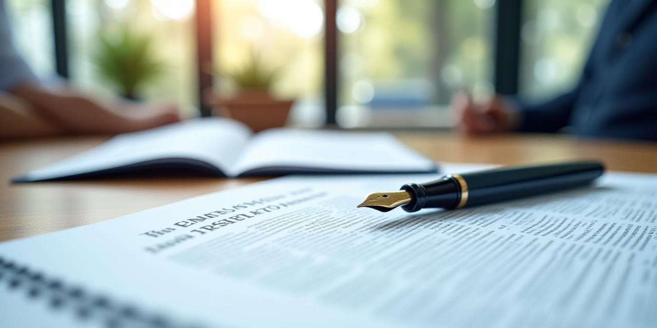 Close up of a legal professional reviewing employment contracts in a bright London office